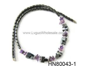 Amethyst Chip Stone Beads Hematite Beads Stone Chain Choker Fashion Women Necklace